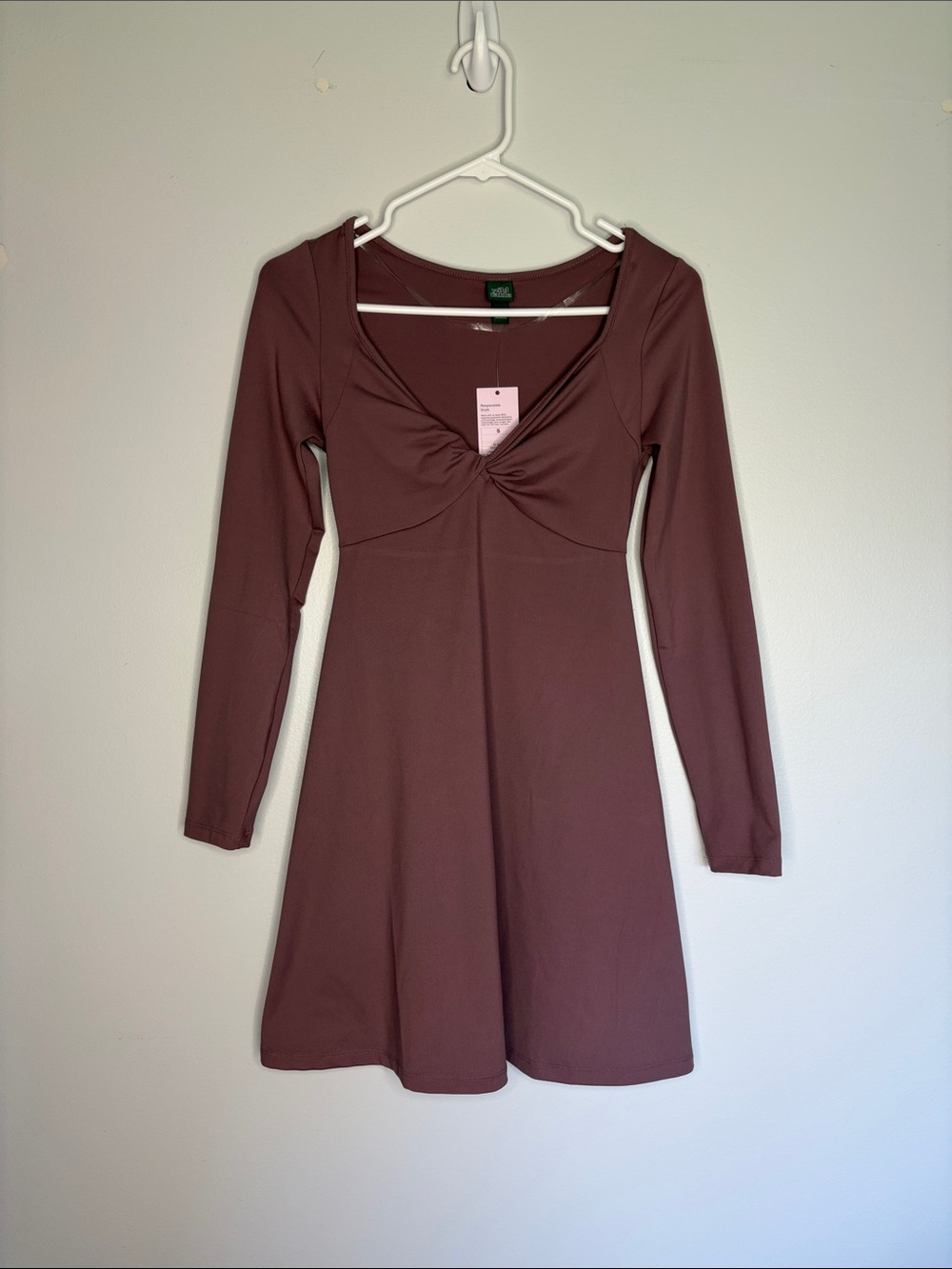 NWT | Long-Sleeve Twist Front Dress in Mauve